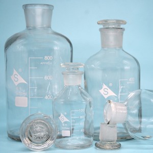 Glass Reagent Bottle,Clear,Narrow Neck With Standard Ground Glass Stopper,Soda Lime Glass
