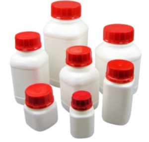 Wide Mouth Plastic Bottle with Red Tamperproof Closure,Not Autoclavable,Non-Sterile,Titanium White,Red Tamperproof Cap