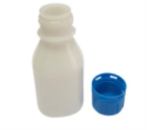 Narrow Mouth Plastic Bottle with Blue Tamperproof Closure,Not Autoclavable,Non-Sterile,Titanium White or Translucency,Blue Tamper Evident Cap