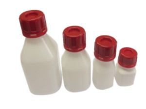 Narrow Mouth Plastic Bottle with Red Tamperproof Closure,Not Autoclavable,Non-Sterile,Titanium White or Translucency,Red Tamper Evident Cap