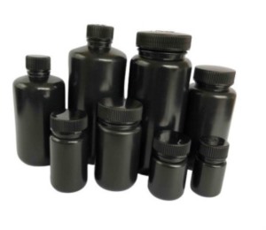 HDPE Black Wide Mouth Plastic Bottles,Not Autoclavable,Non-Sterile,Leak Proof