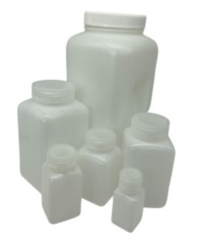 USP Class VI HDPE Square Plastic Bottles,Not Autoclavable,Non-Sterile,Natural Translucent,Leak Proof